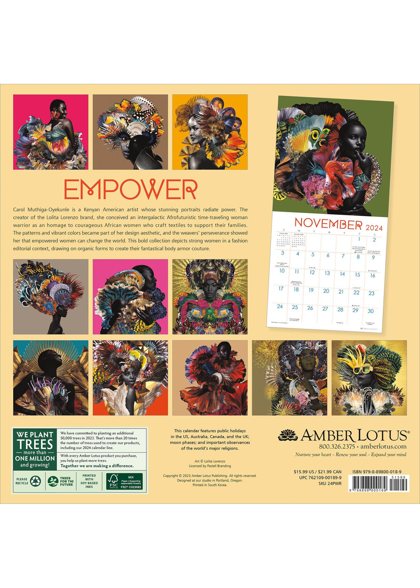 Cal 24 Wall Calendar Amber Lotus Empower