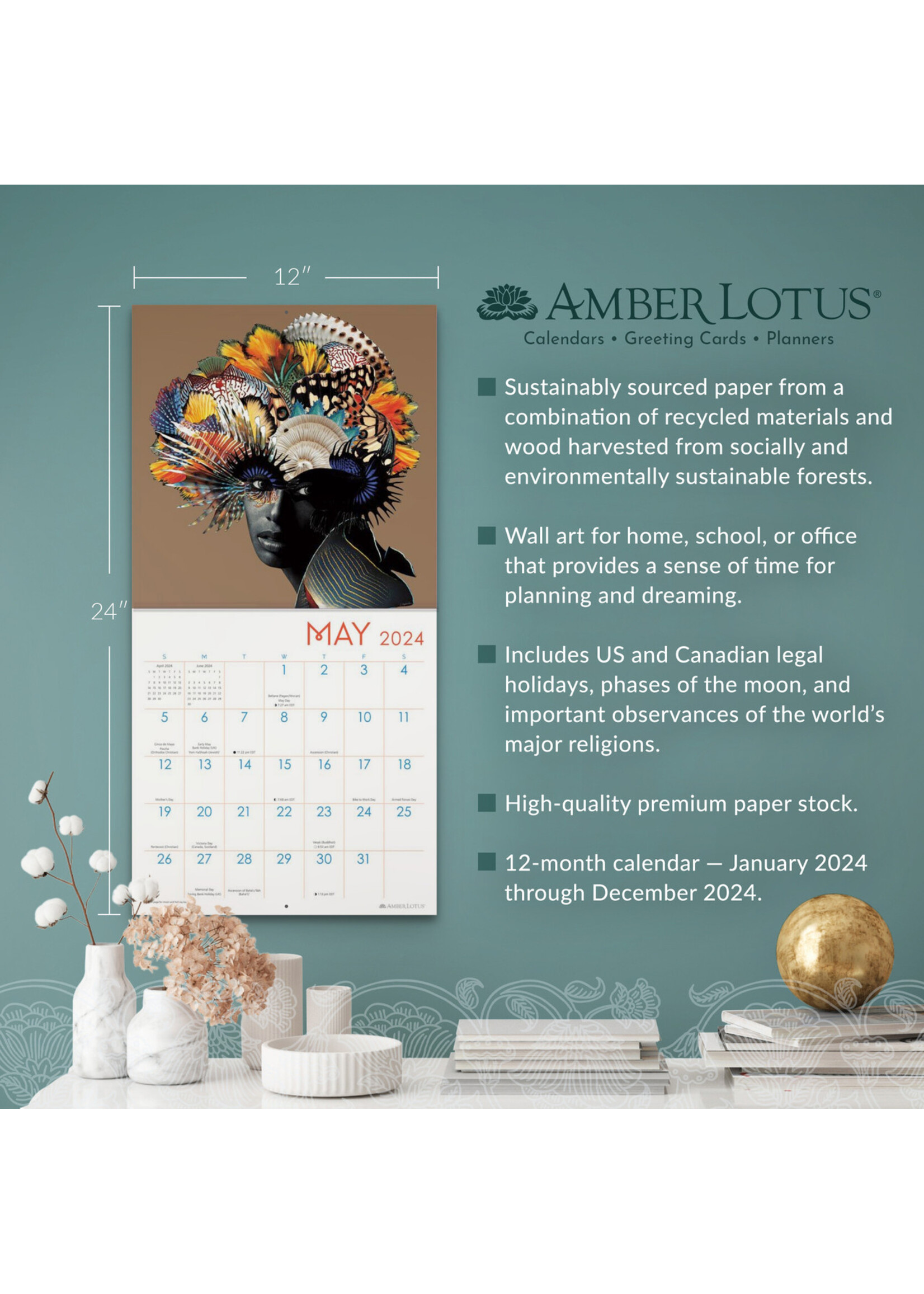 Cal 24 Wall Calendar Amber Lotus Empower