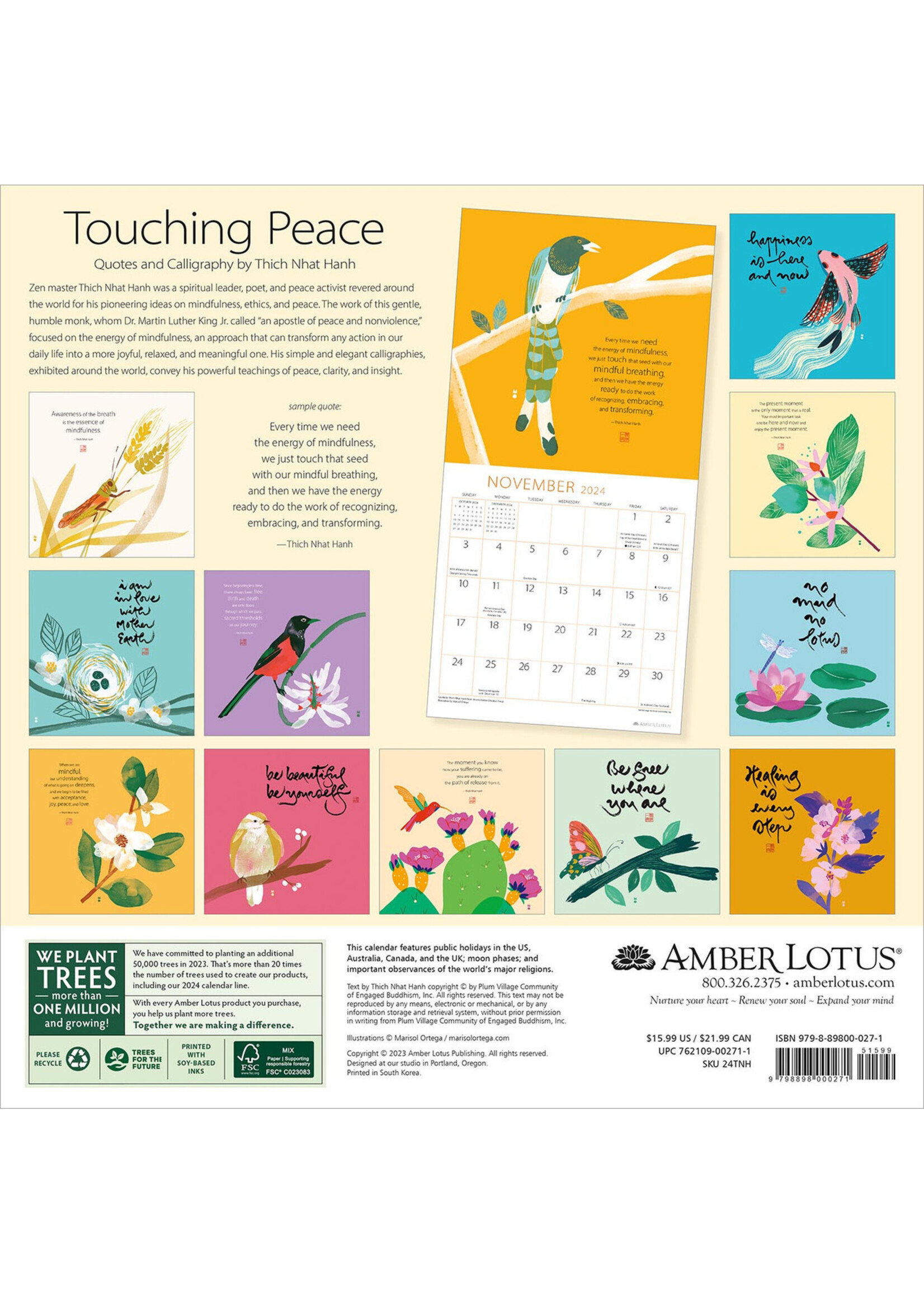 Cal 24 Wall Calendar Amber Lotus Touching Peace