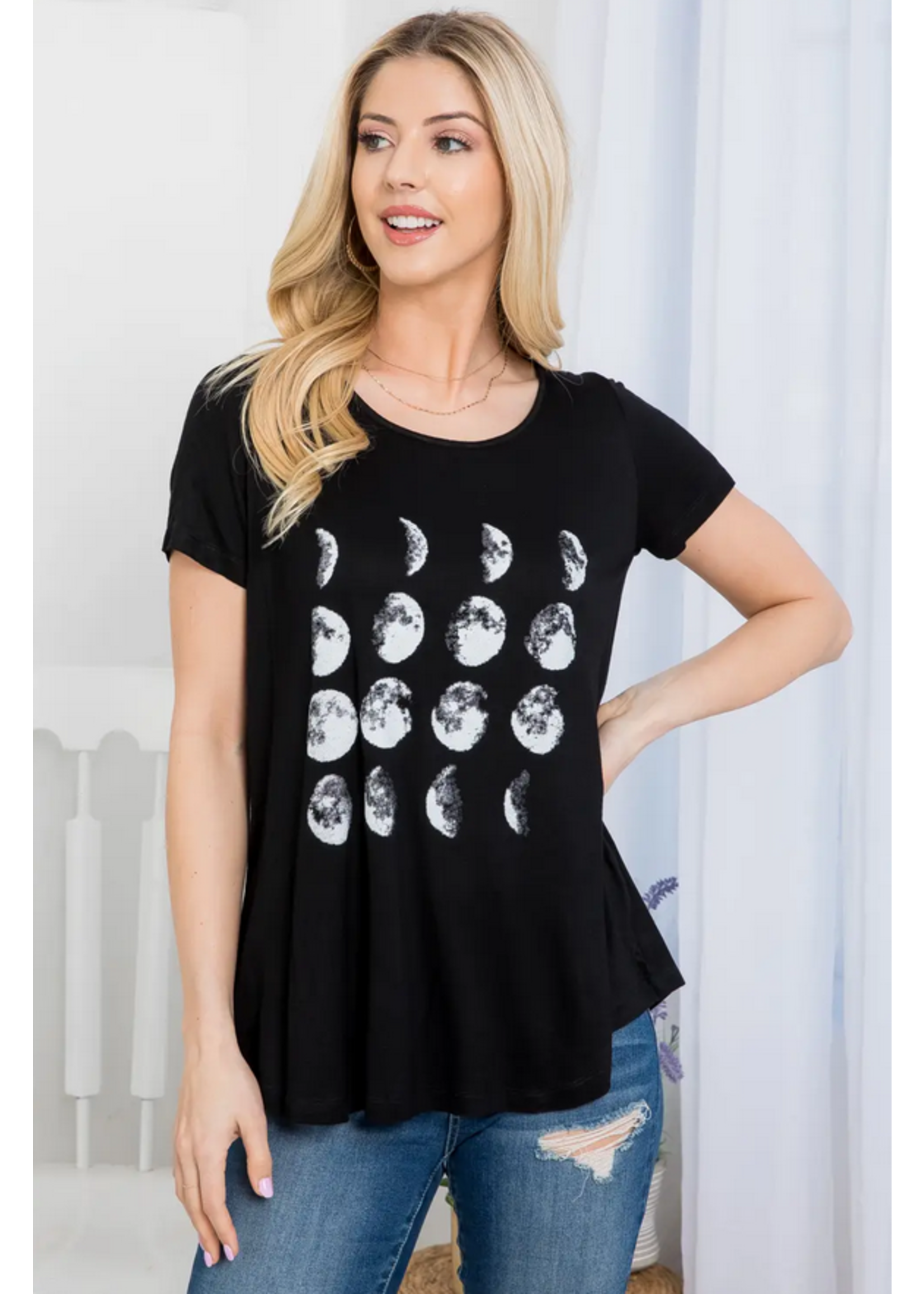 L.A. Soul Moon Phases Black T-Shirt Medium