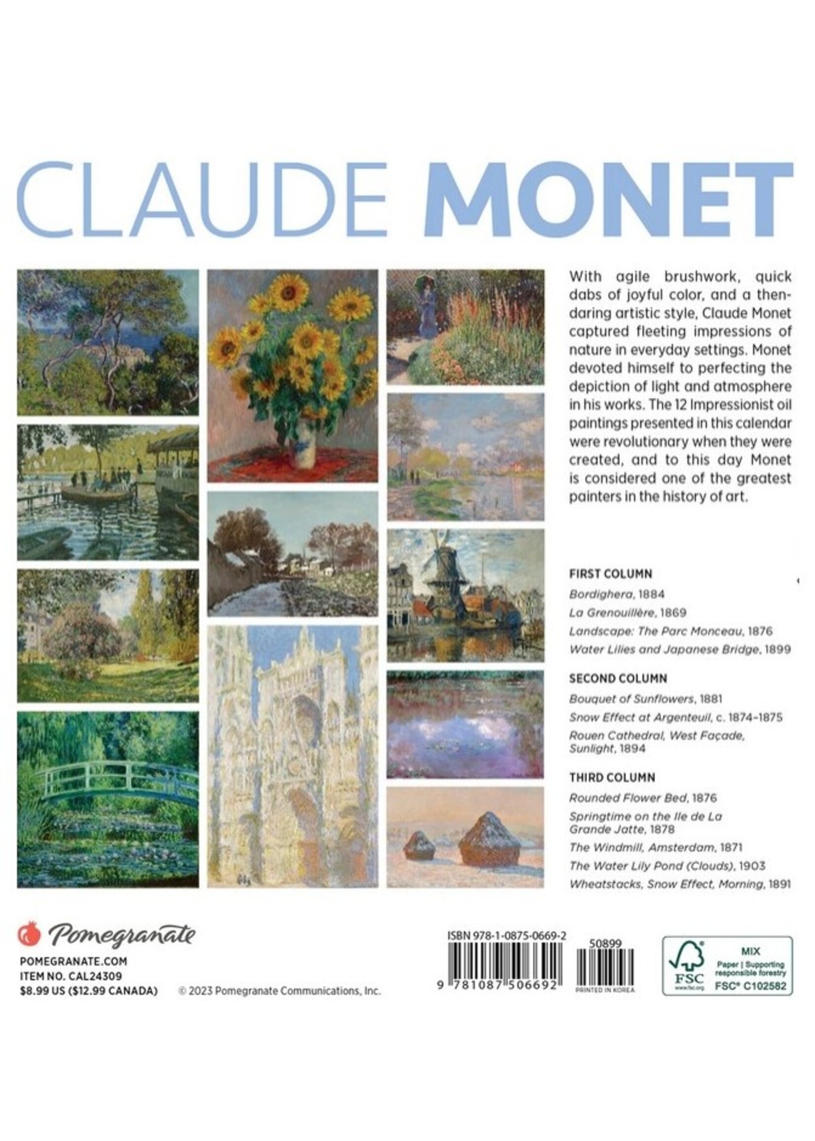 Cal 24 Claude Monet Calendar Mini