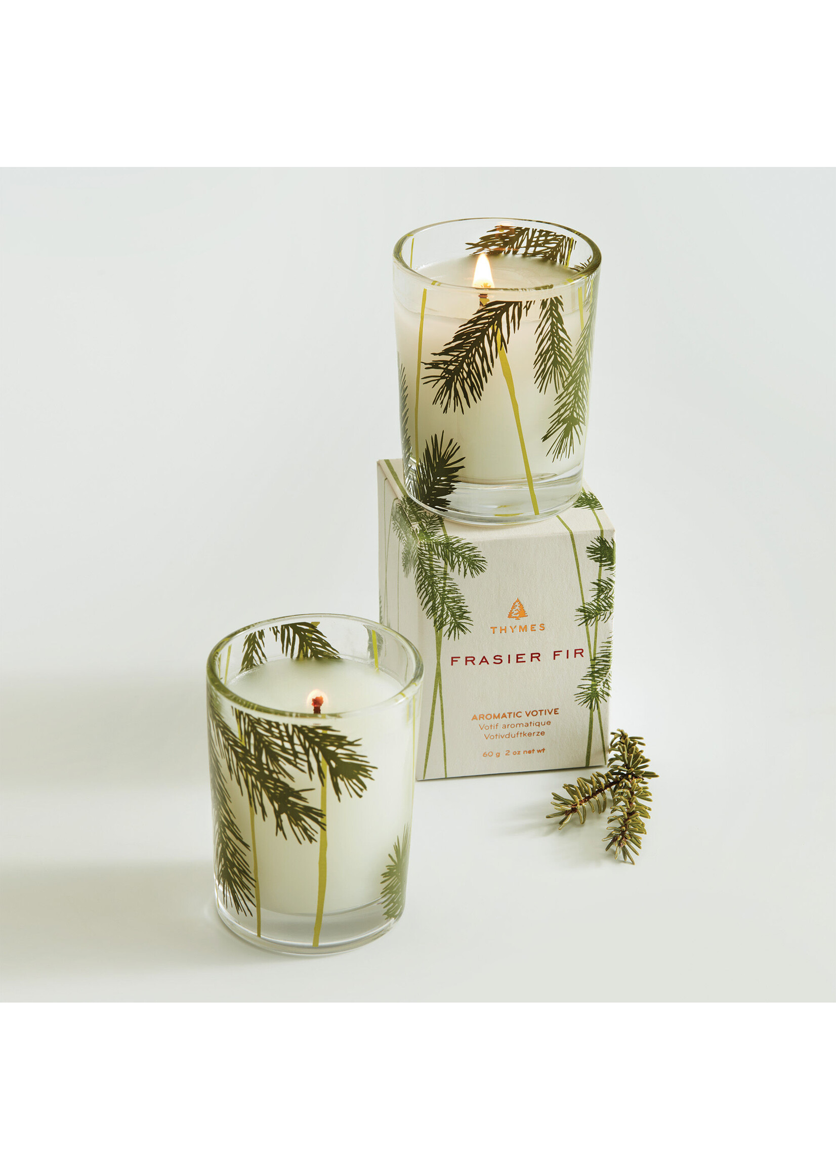 Frasier Fir Votive Candle w/ Pine Needle Design