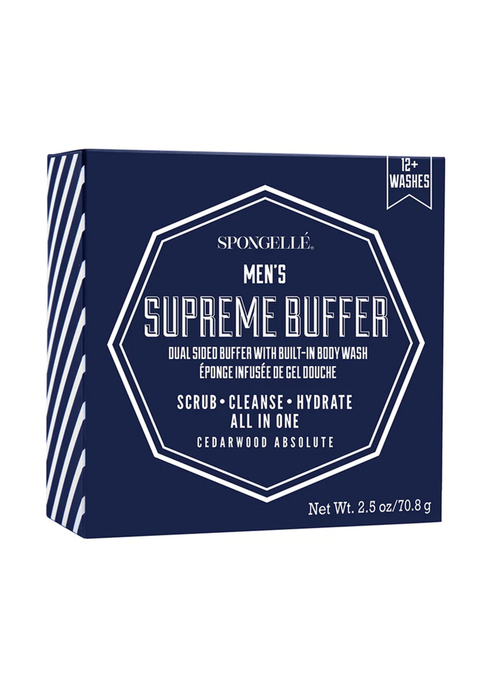 Spongelle Mini Men's Supreme Buffer Cedar Absolute Blue 12 Washes