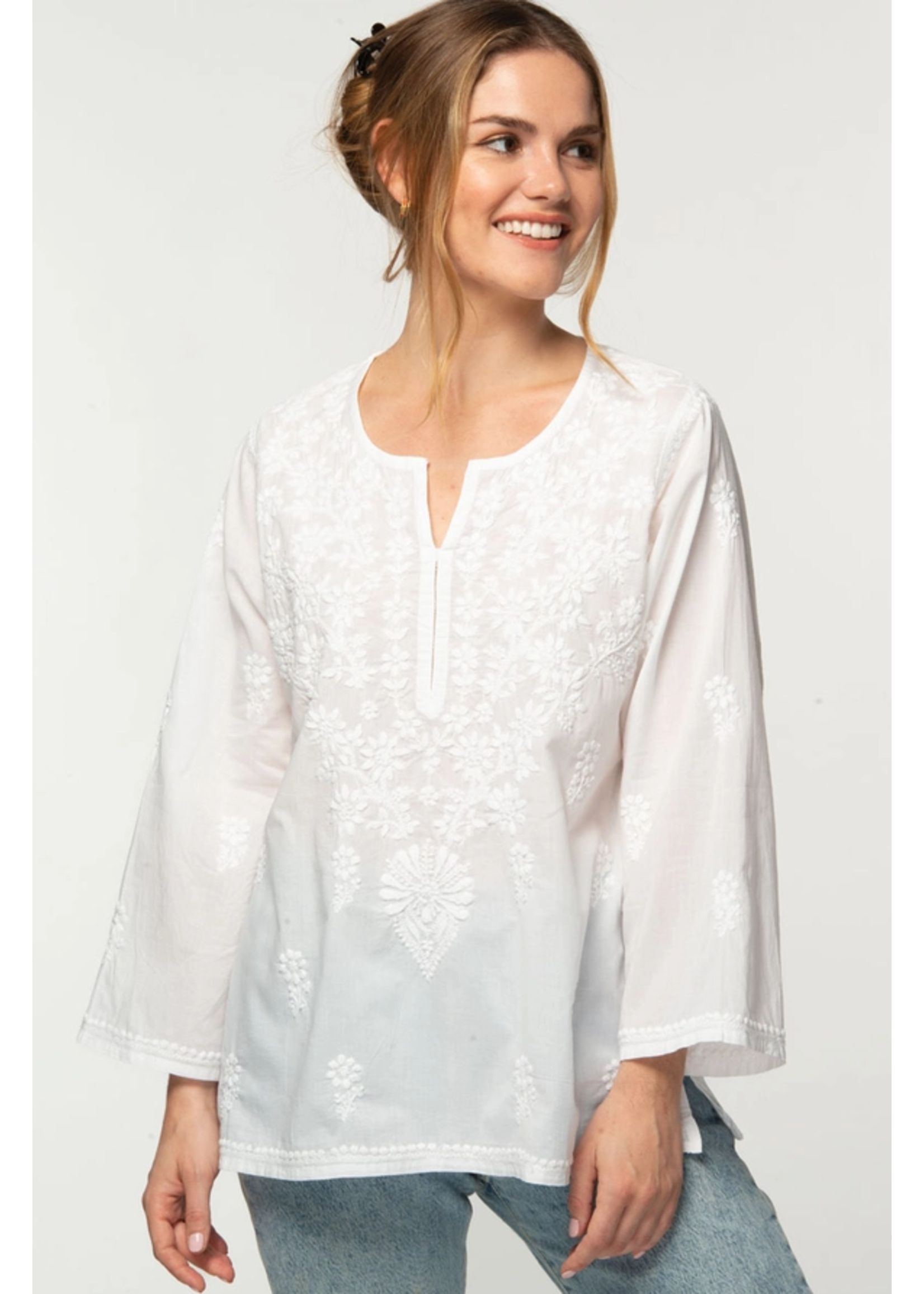 Sevya Tara White Embroidered Tunic S/M