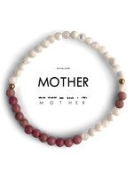 Morse Code Bracelet Pink Rhodonite & Mother of Pearl MOTHER