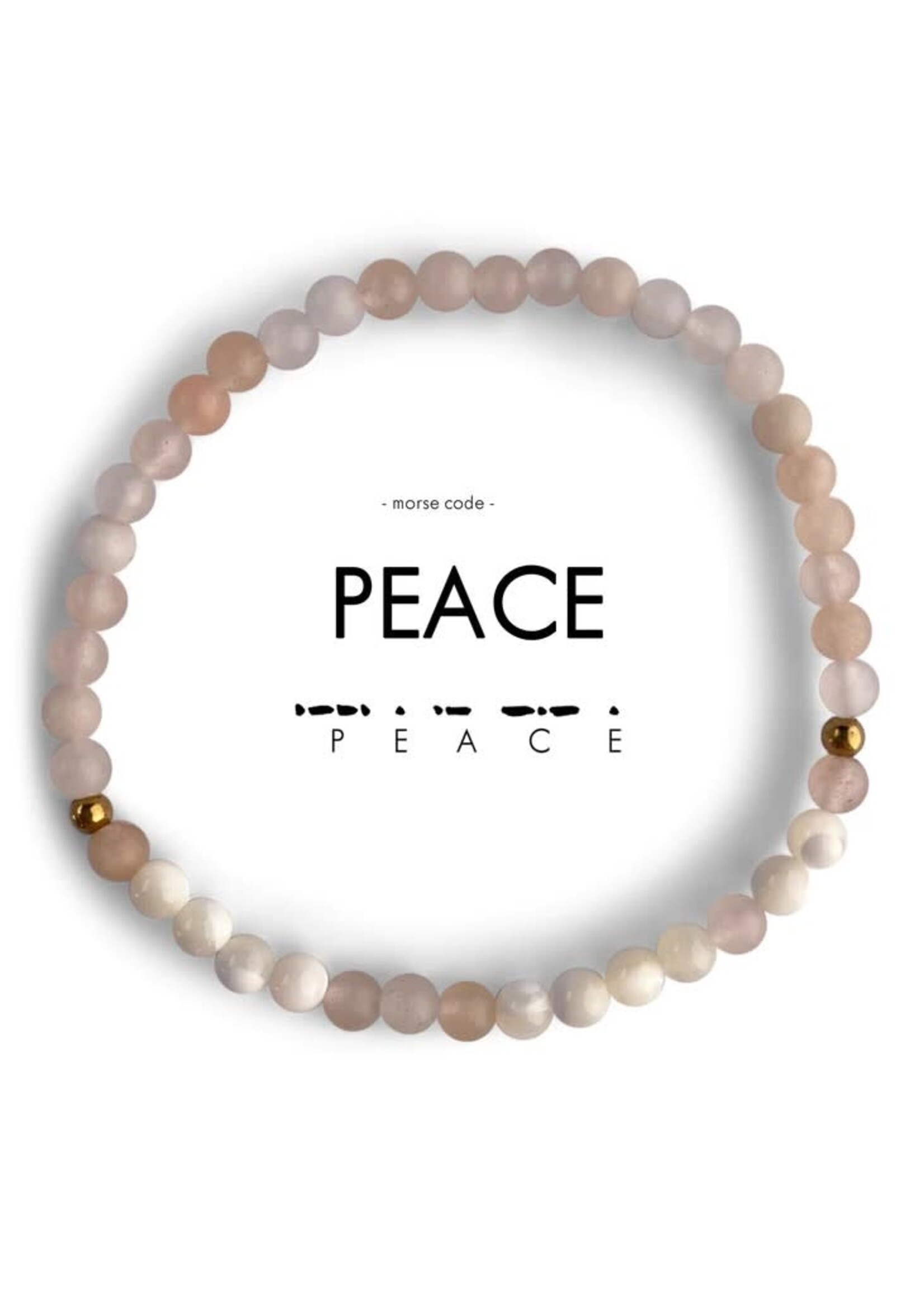 Morse Code Bracelet Mother of Pearl & Pink Adventurine PEACE