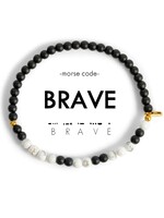 Morse Code Bracelet Onyx & Howlite BRAVE