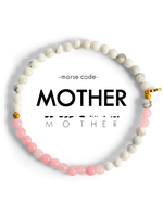 Morse Code Bracelet Rose Quartz & Howlite MOTHER