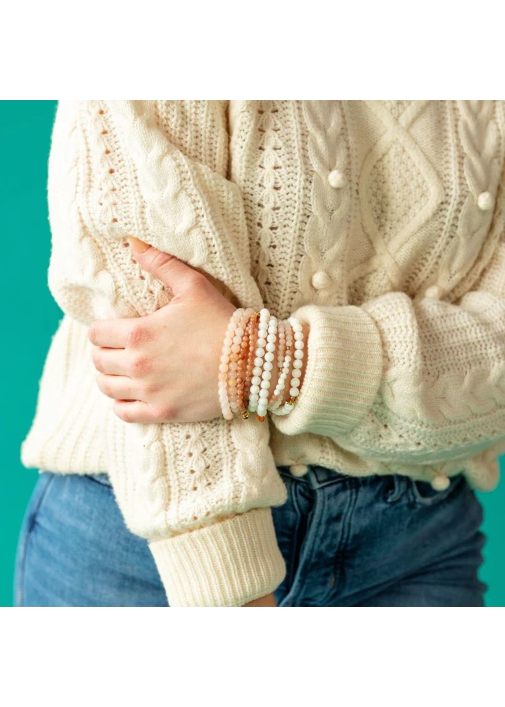 Morse Code Bracelet Rose Quartz & Howlite MOTHER