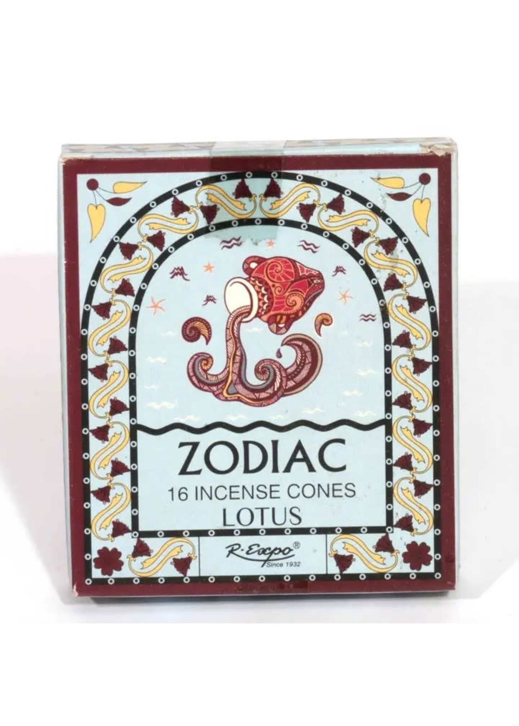 Zodiac Incense Cones Box Aquarius Lotus