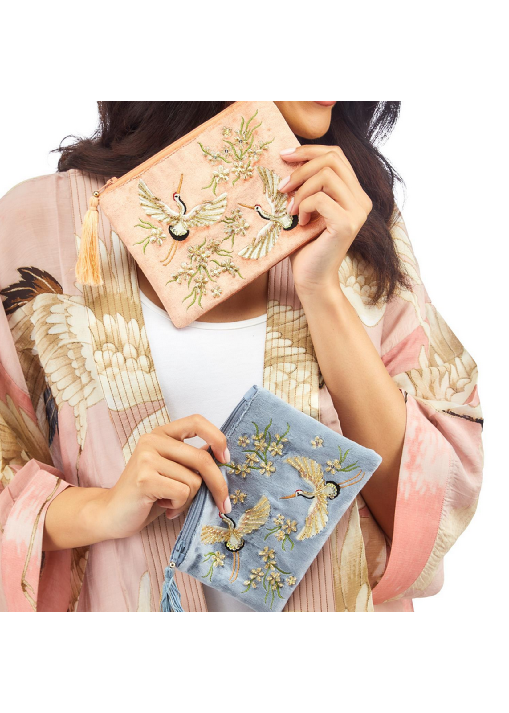 Two's Company Heron Embellished Pouch