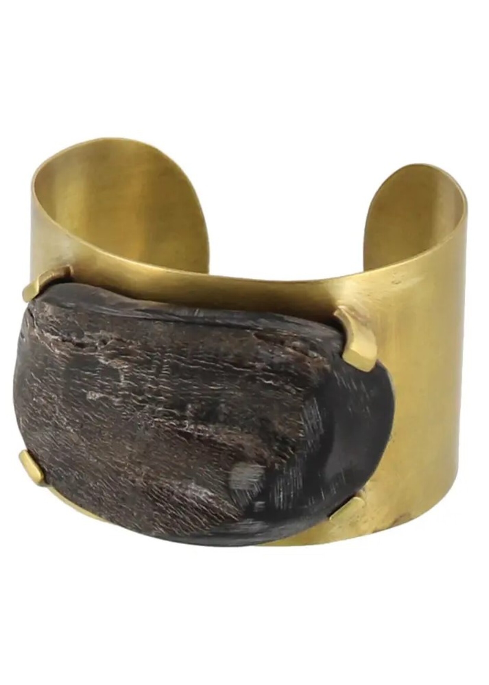 HomArt Wide Brass Cuff Dark Horn