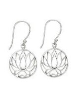 Earrings Lotus Outline in Circle