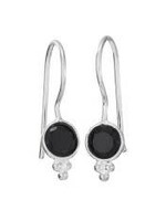 Earrings Small Round Facet Onyx