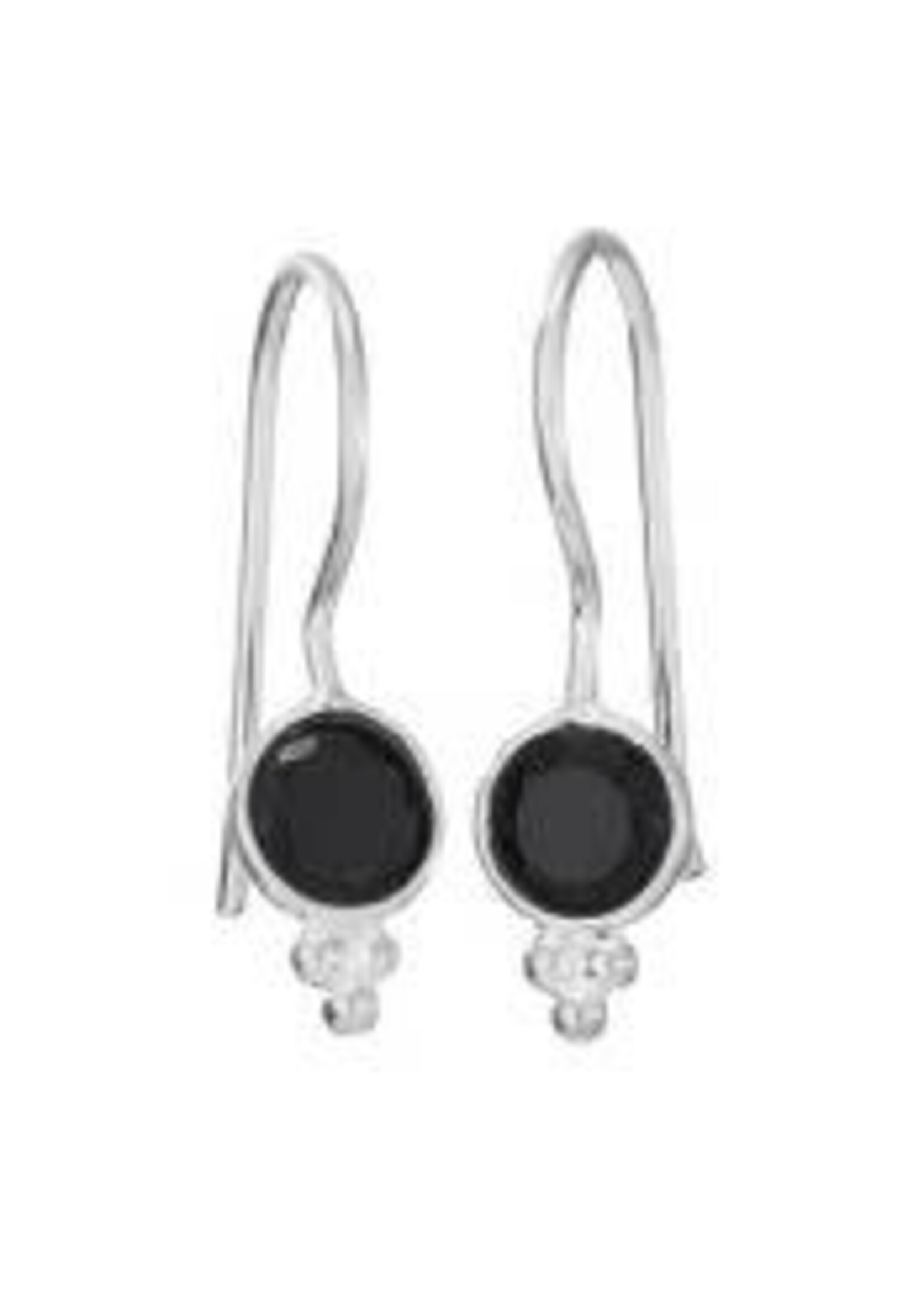 Earrings Small Round Facet Onyx