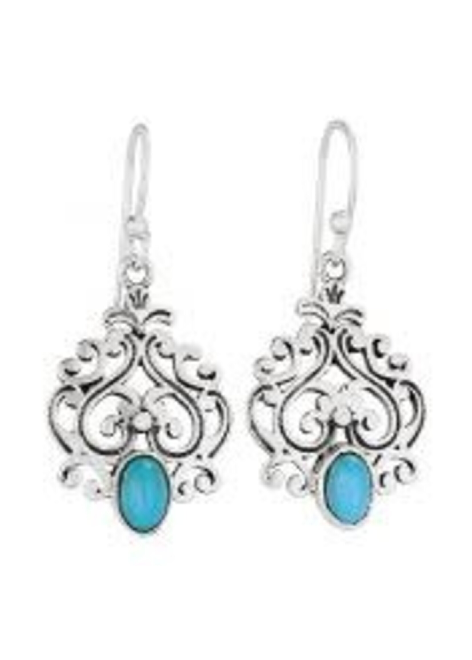 Earrings Turquoise in Decorative  Open Design