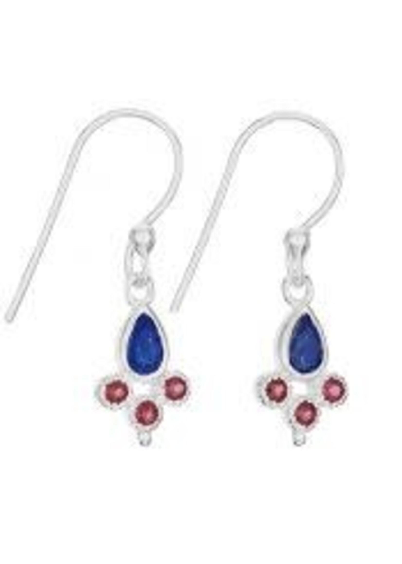 Earrings SS Lapis Teardrop 3 Garnet