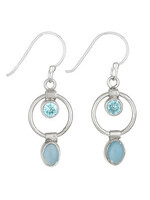 Earring Blue Top Chalcedony Drop in Circle
