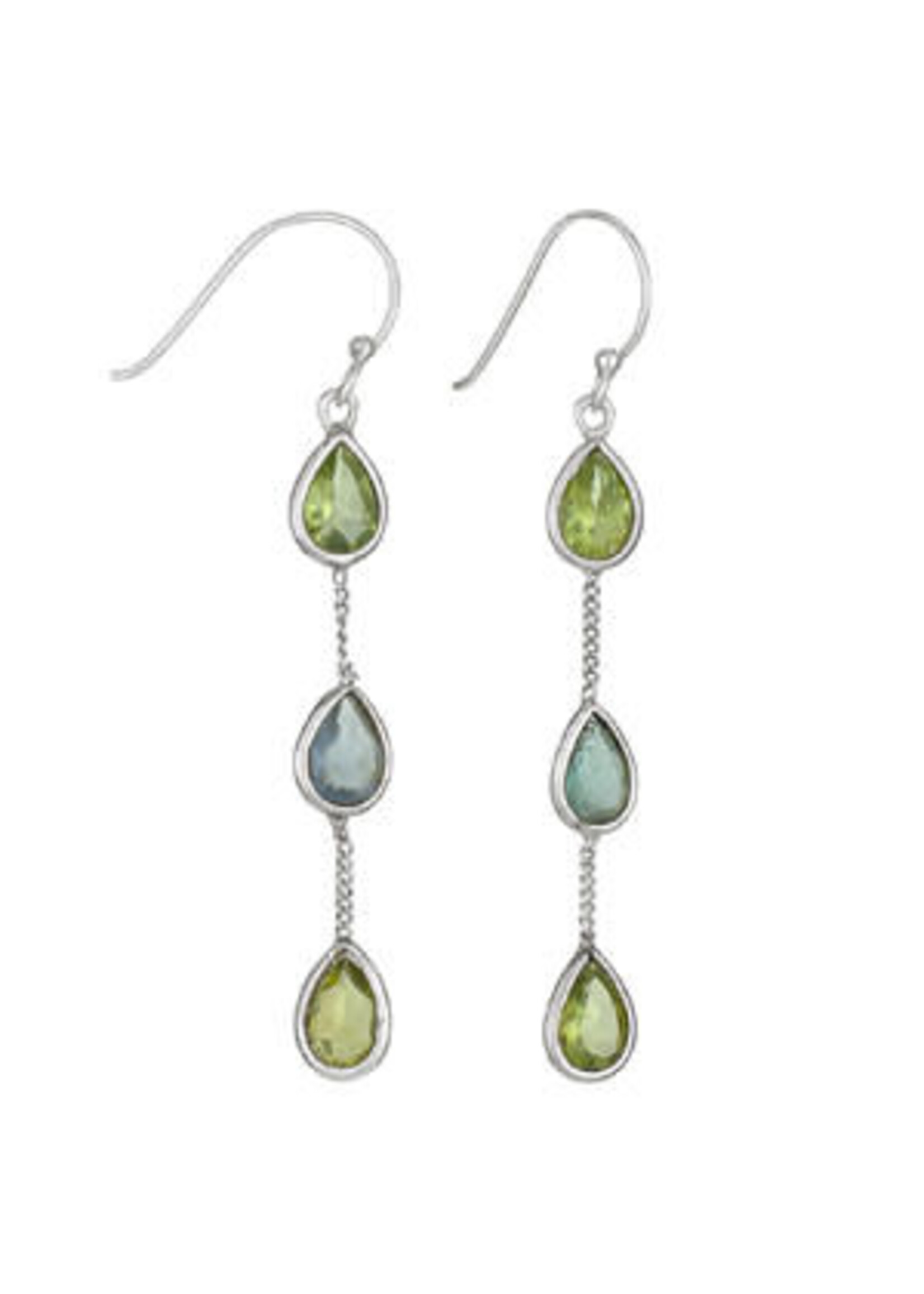 Earring Peridot, Apatite, Peridot Drop Chain