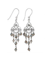 Earrings Labradorite Bead Chandelier