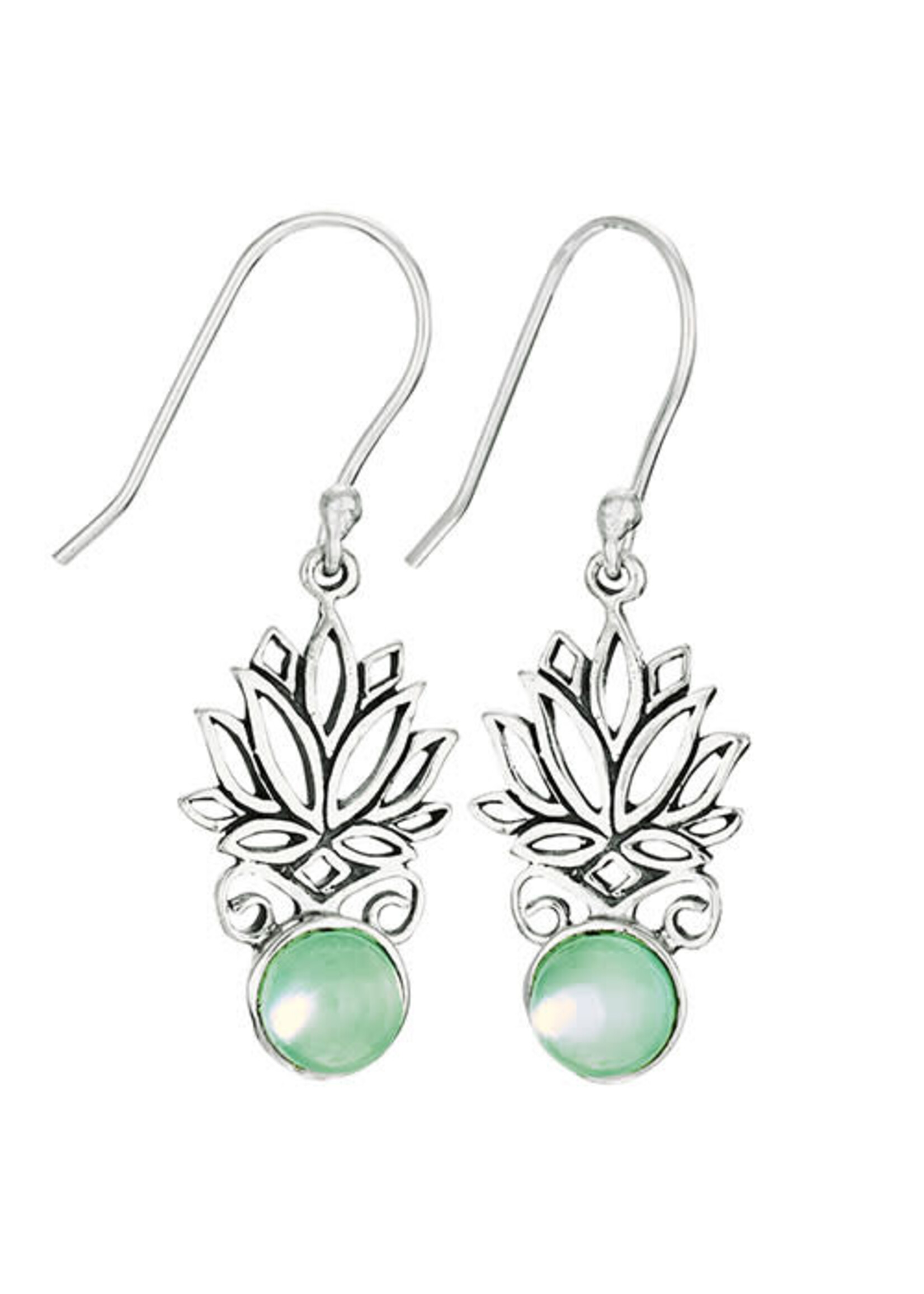 Earrings SS Blossom Top Chalcedony