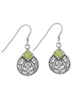 Earrings Peridot Topped Scroll Circle