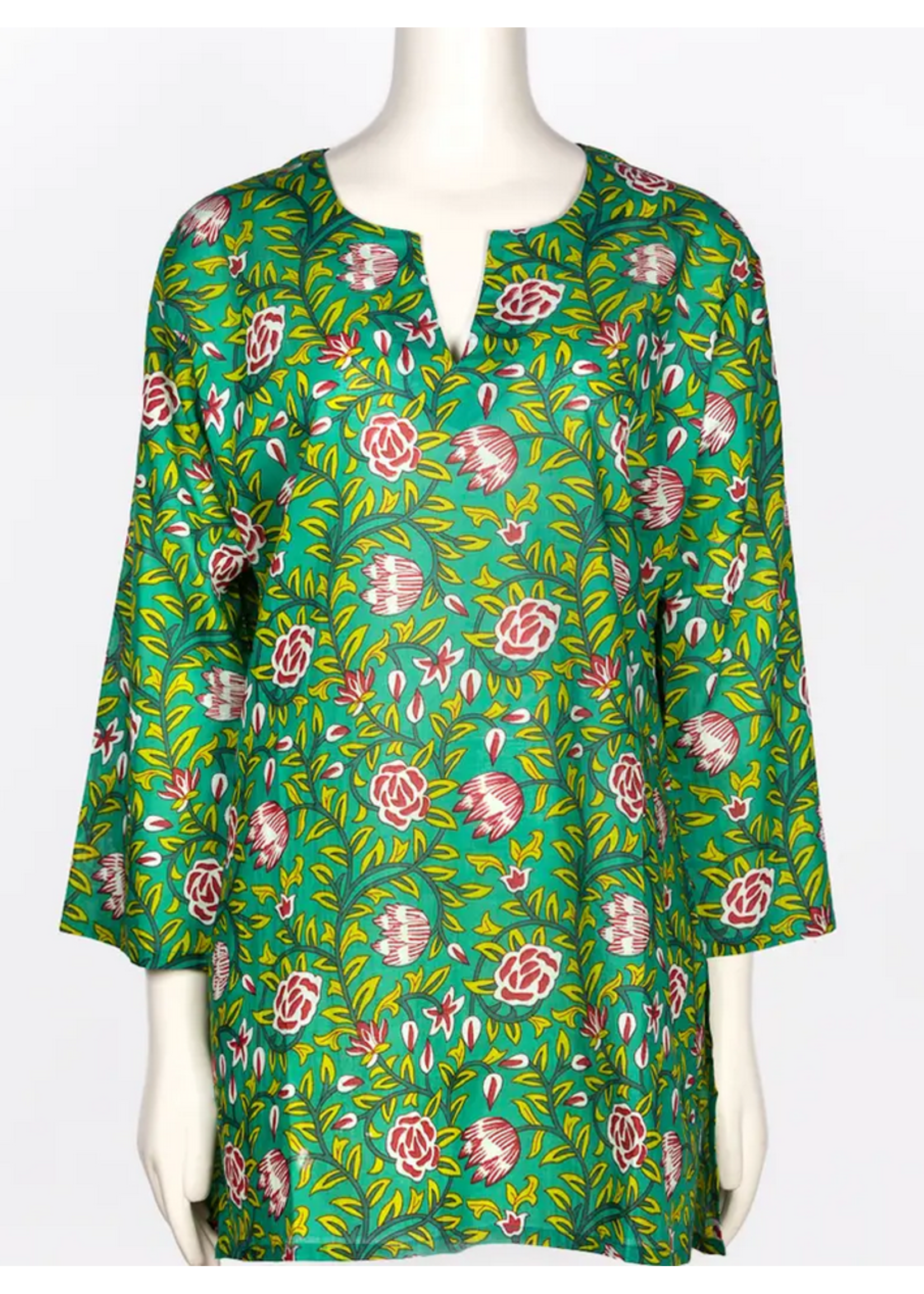 Dolma Leah Cotton Tunic Red Green