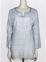 Dolma Nysa Embroidered Top Gray/White