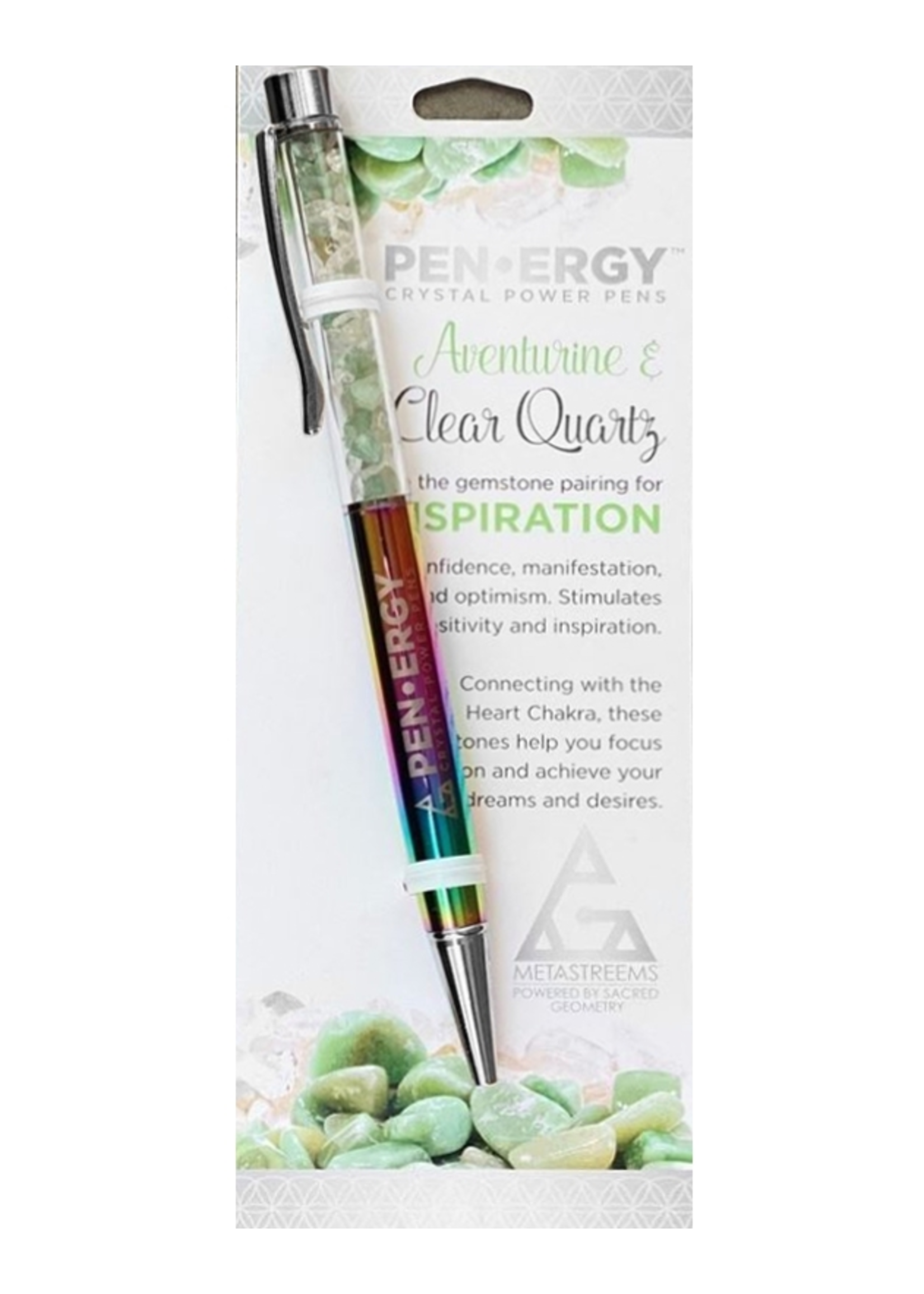 PEN - ERGY Crystal Power Pens Aventurine & Clear Quartz Rainbow Inspiration