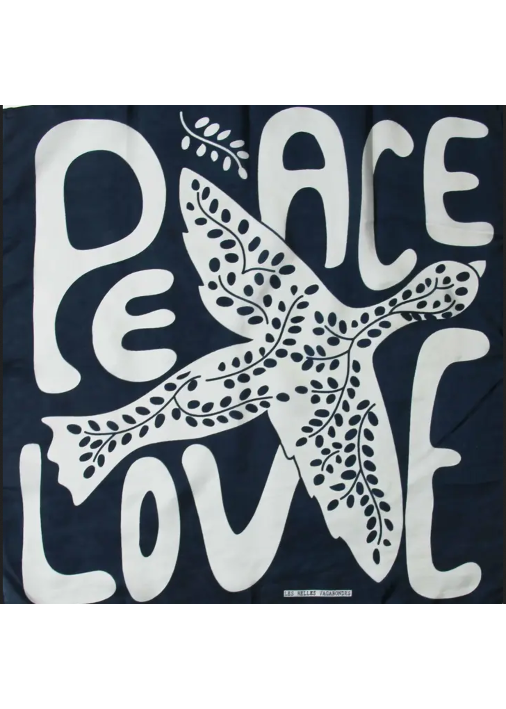LBV 100% Pure Silk Scarf Peace & Love Navy