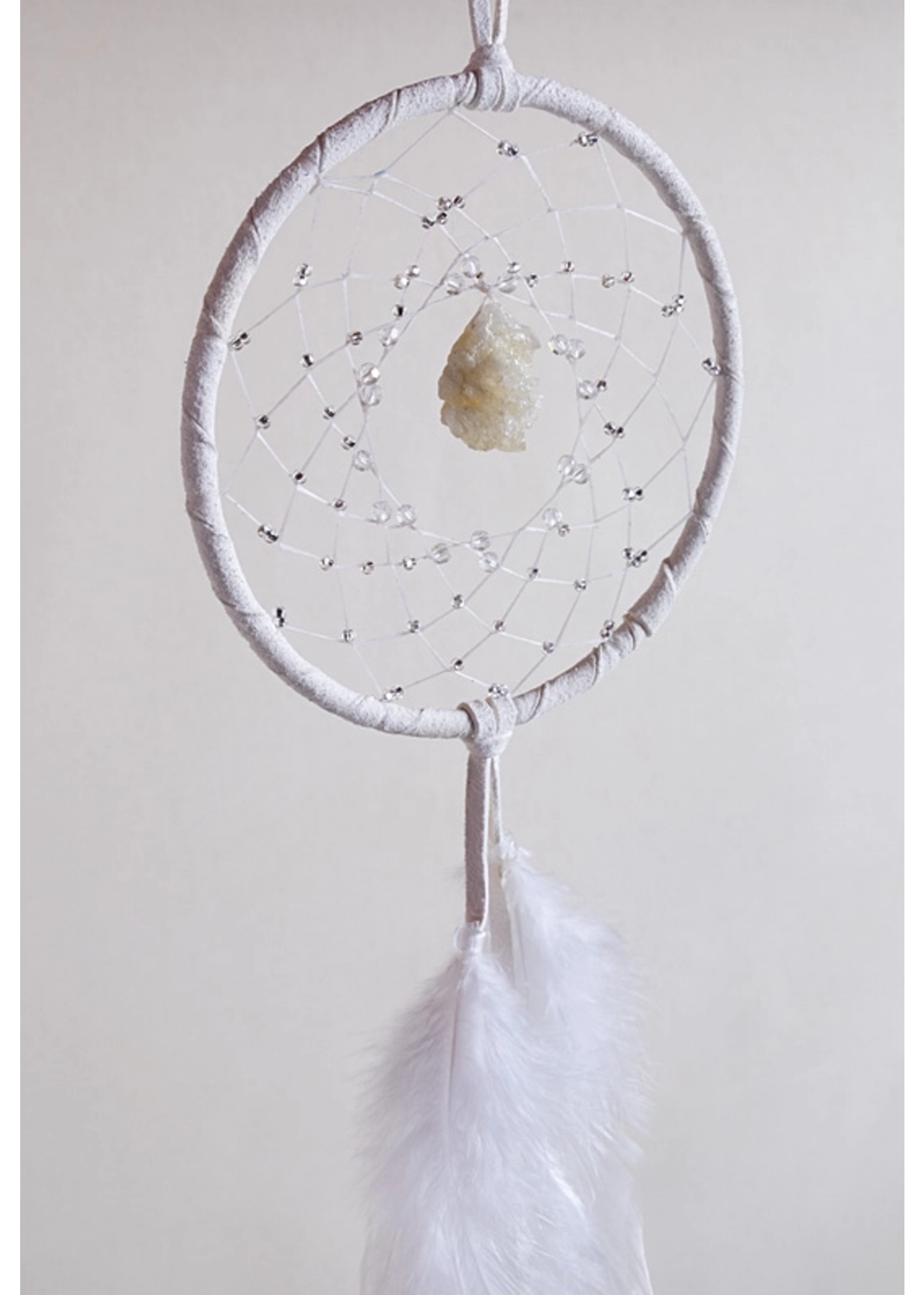 Monague 4" White Druzy Crystal Dream Catcher