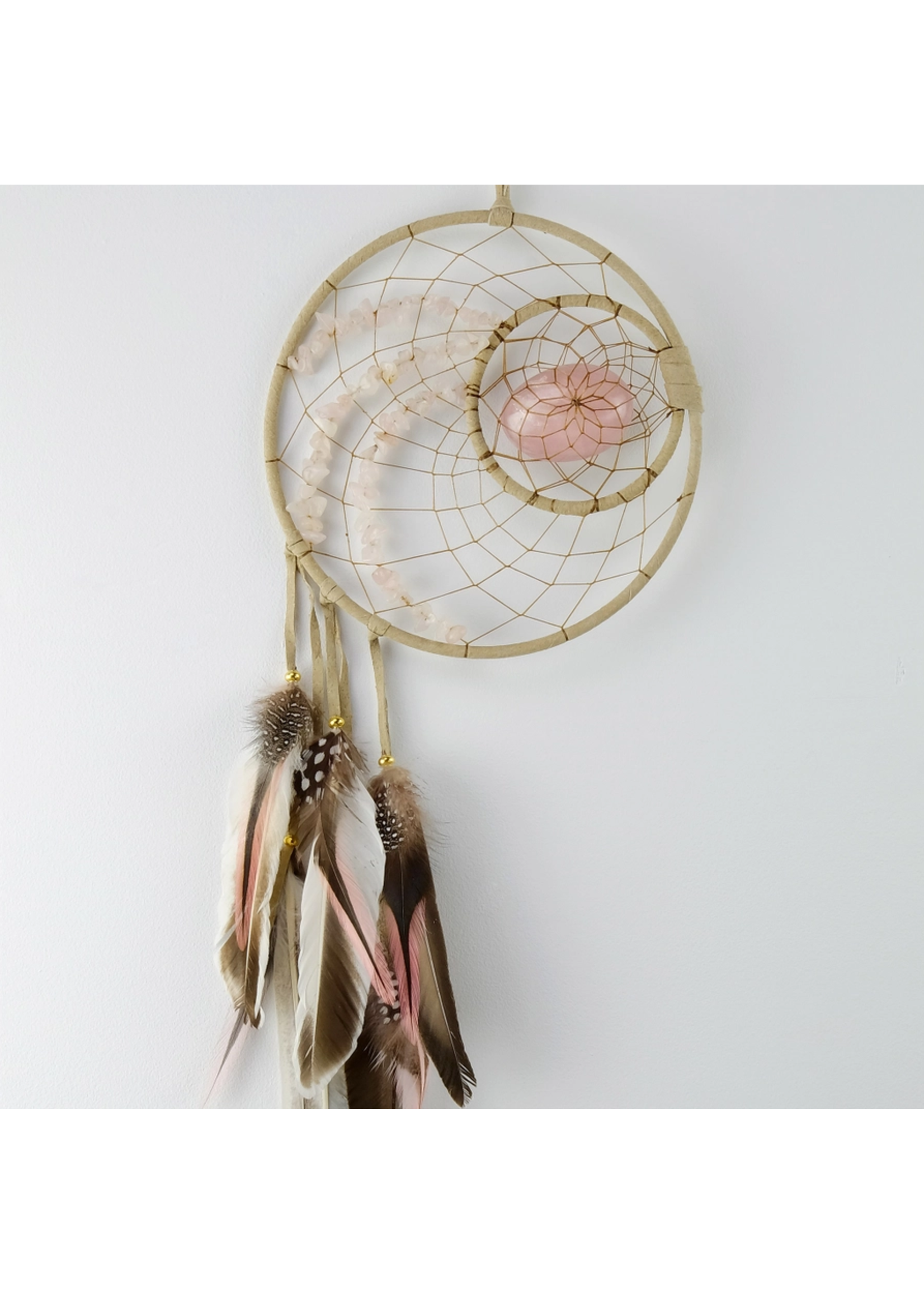 Dream Catcher Energy Rose Quartz 6"