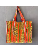 Bhawana Velvet Ikat Printed Cotton Quilted Tote Bag Handmade Jhola