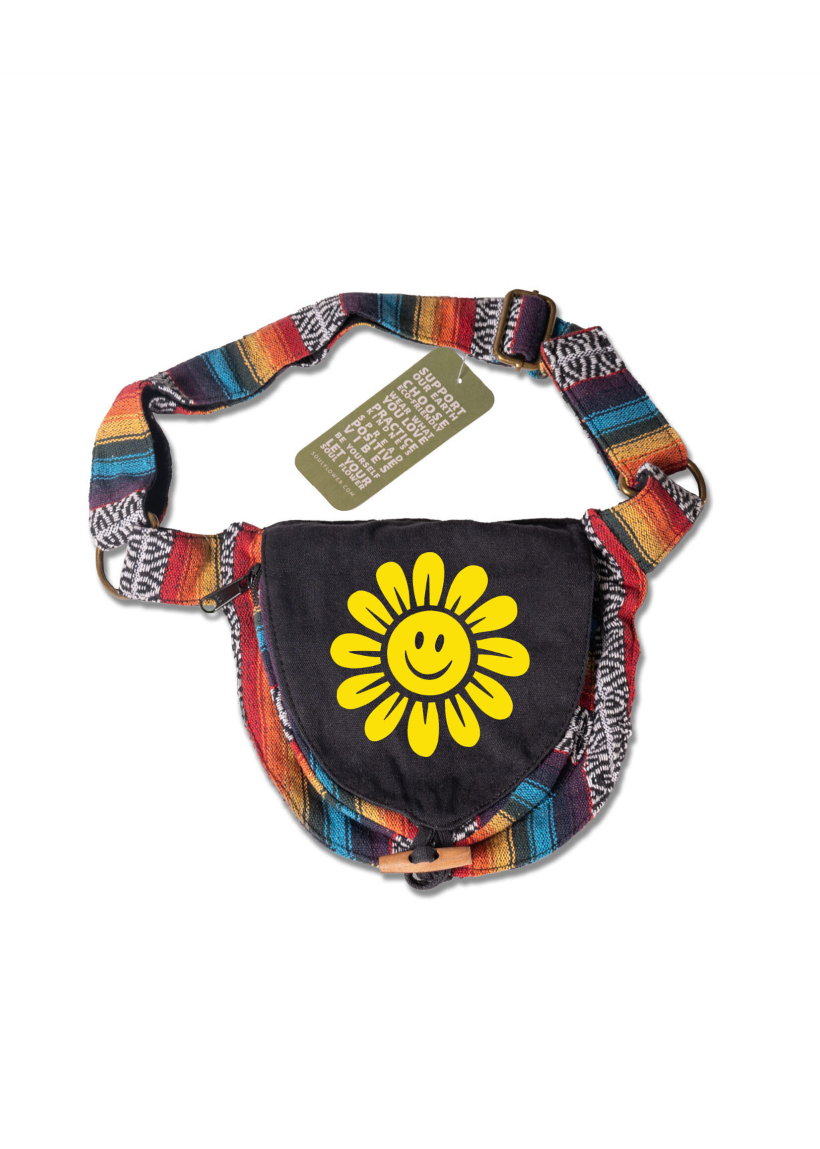 Soul Flower Happy Daisy Black Hip Bag
