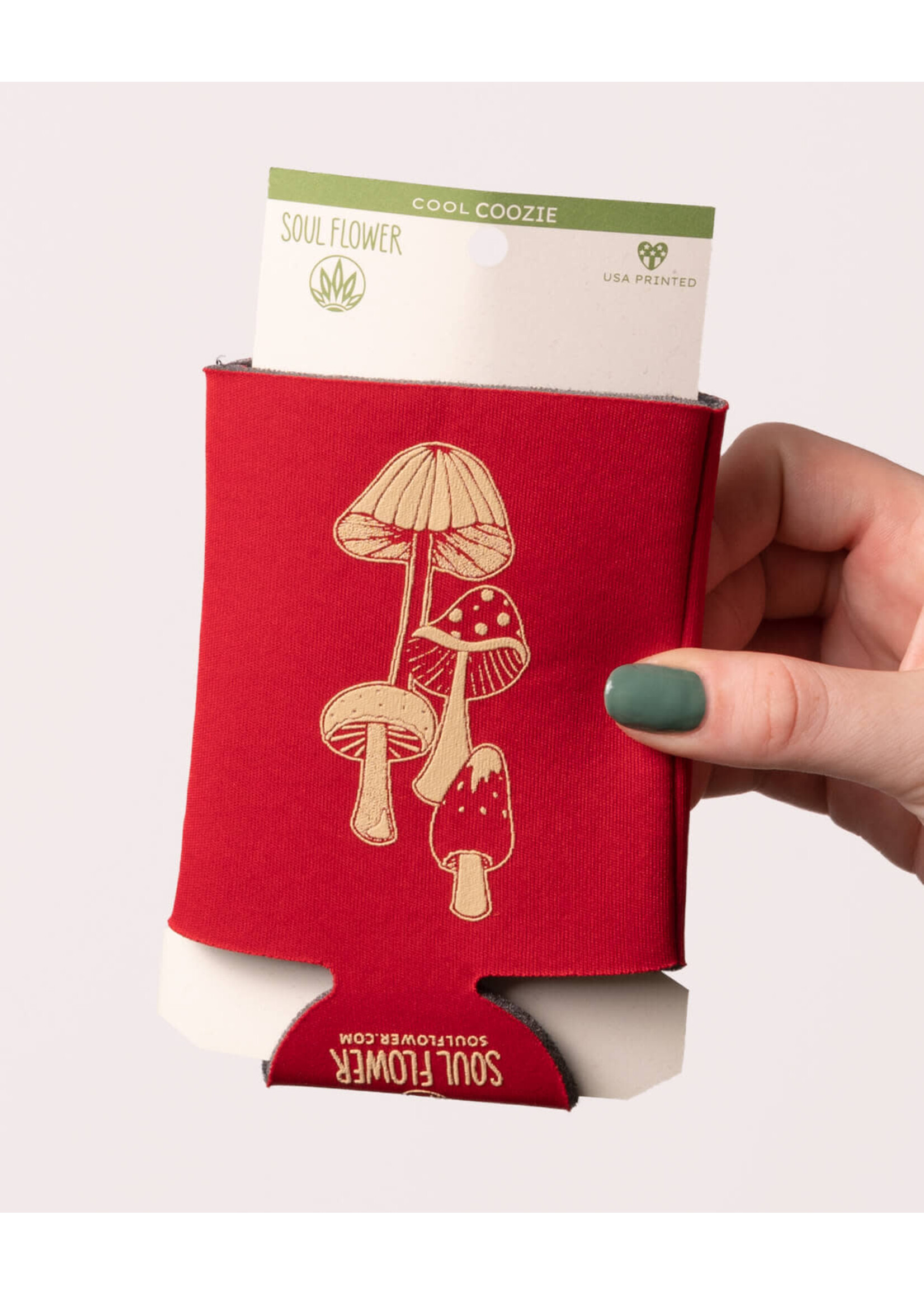 Soul Flower Retro Mushrooms  Koozie