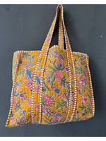 Bhawana Passionflower on Mustard Tote Hippie Market Bag