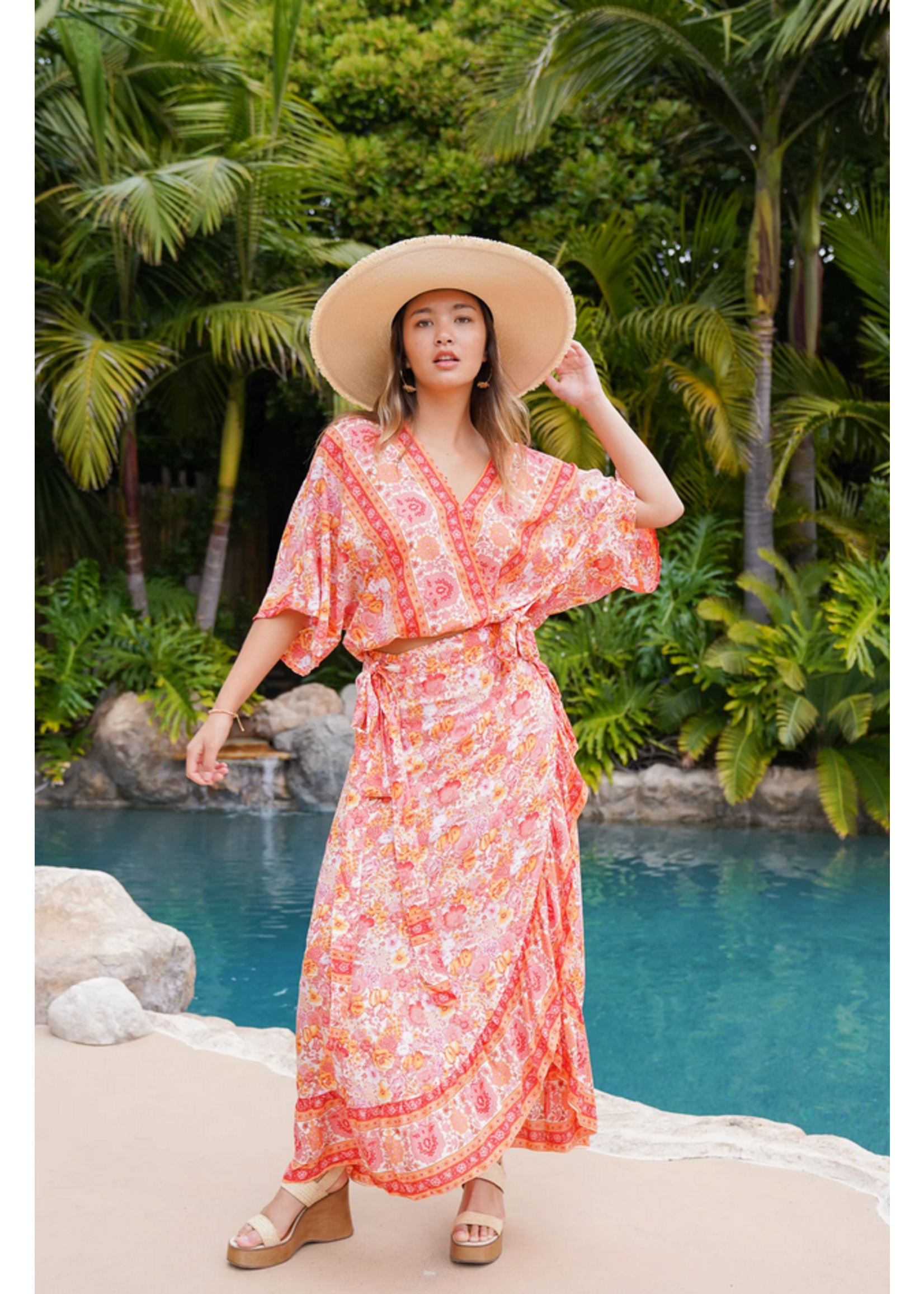 Bali Queen Wildflower Wrap Skirt Sunrise