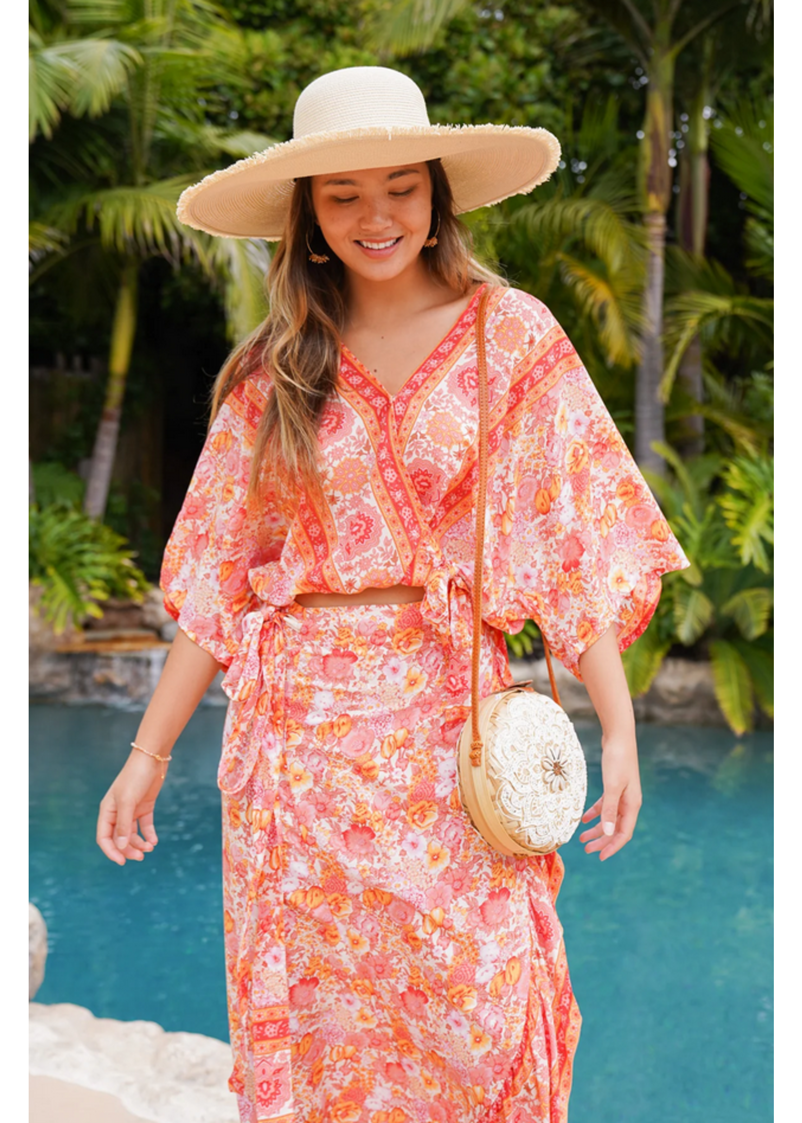 Bali Queen Wildflower Wrap Skirt Sunrise