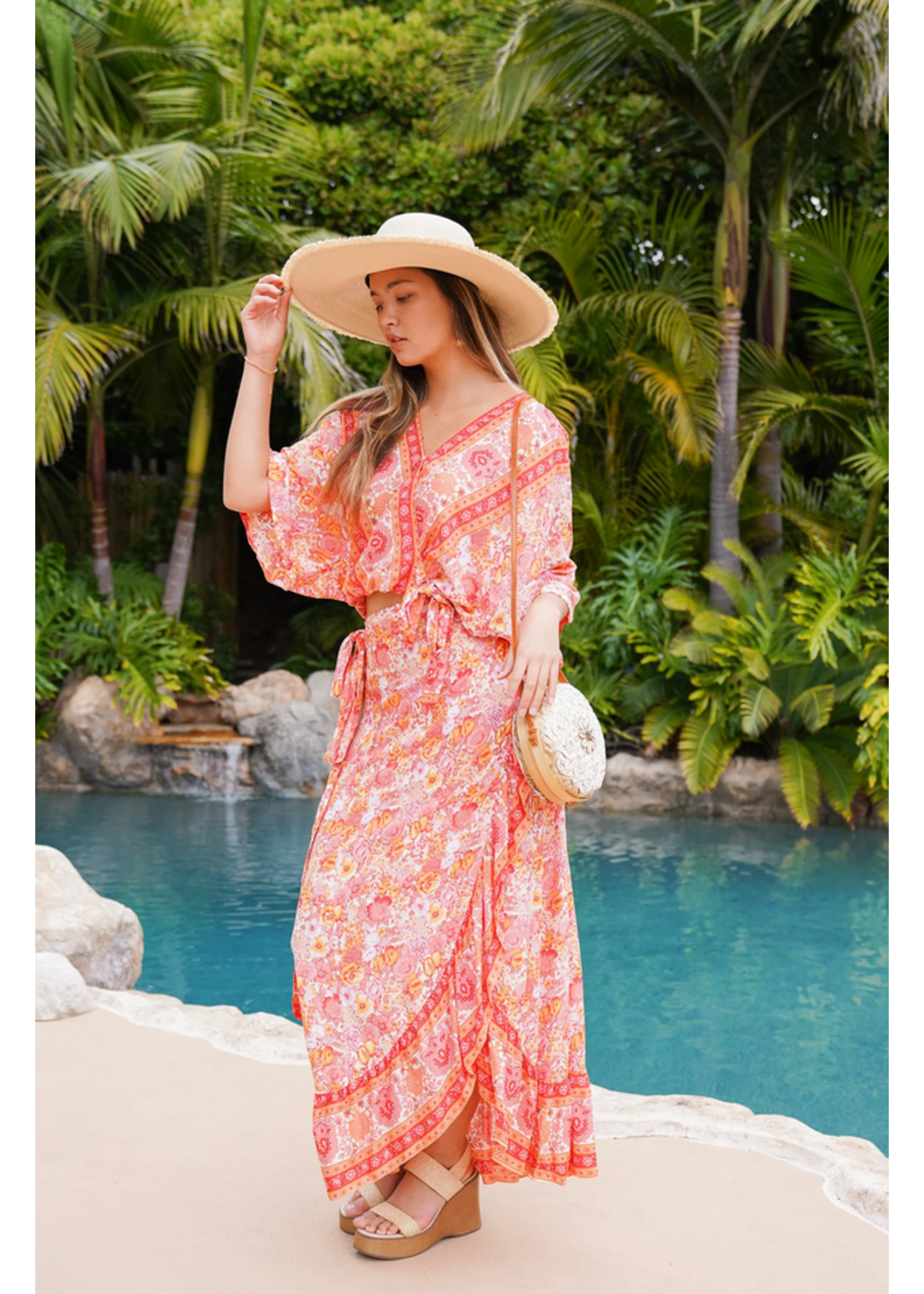 Bali Queen Wildflower Wrap Skirt Sunrise
