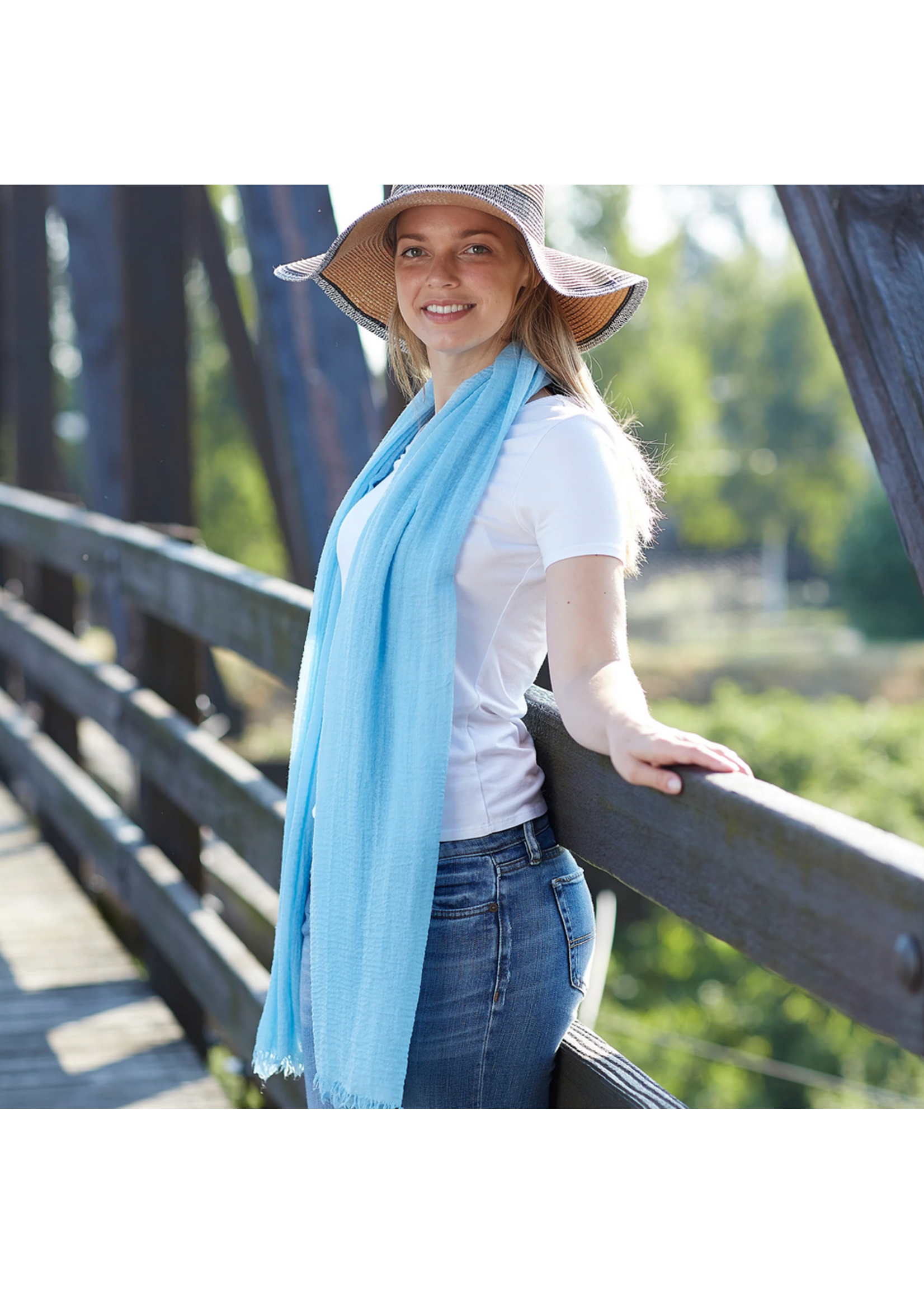 Tickled Pink Insect Shield Scarf Light Blue