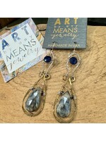 ABAM Earrings Indigo Natural Facet Sapphire w/ Lapis