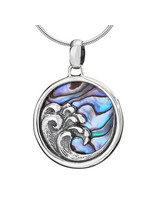 Necklace SS Round Abalone Wave