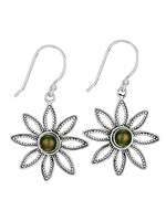 Earrings Open Flower w/Smoky Pearl