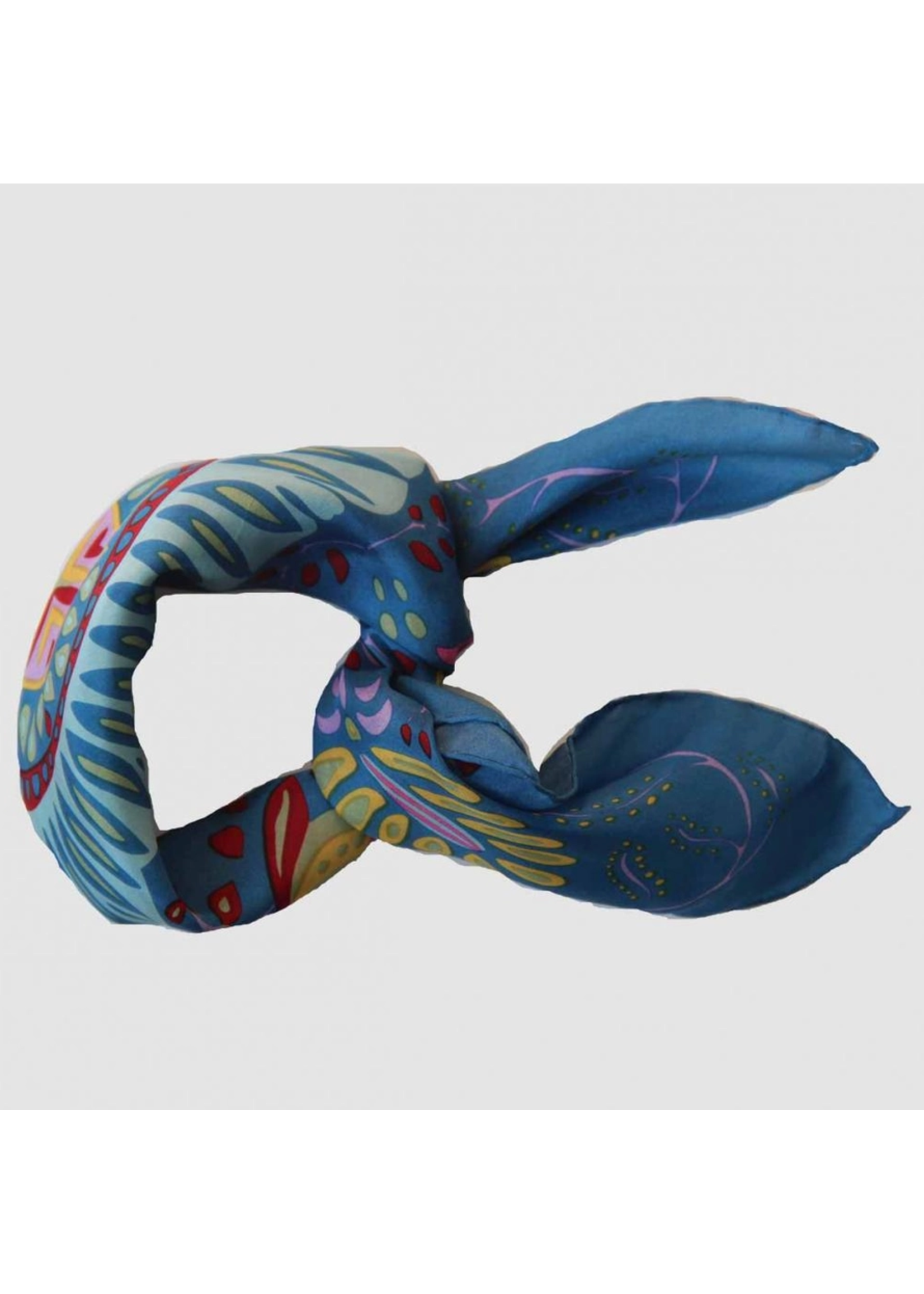 LBV 100% Pure Silk Mini Scarf Marushka Blue Blue
