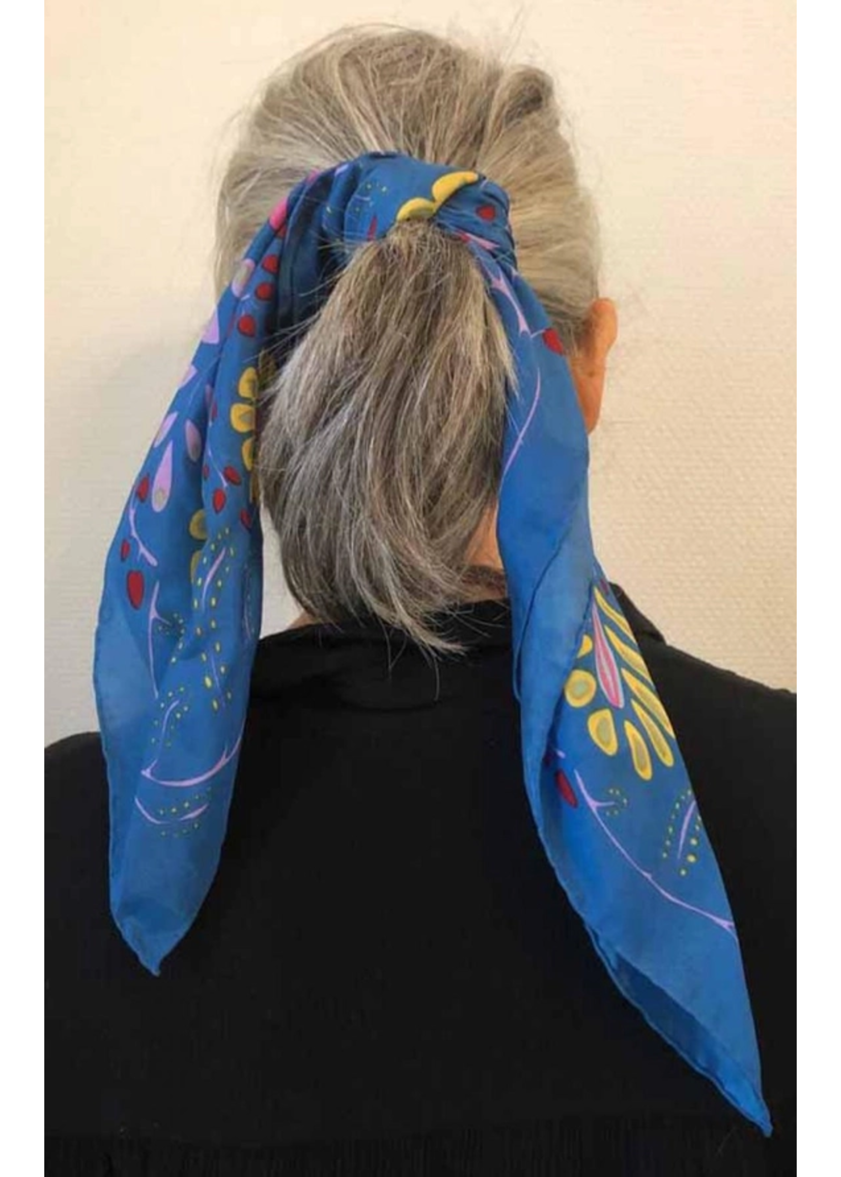 LBV 100% Pure Silk Mini Scarf Marushka Blue Blue