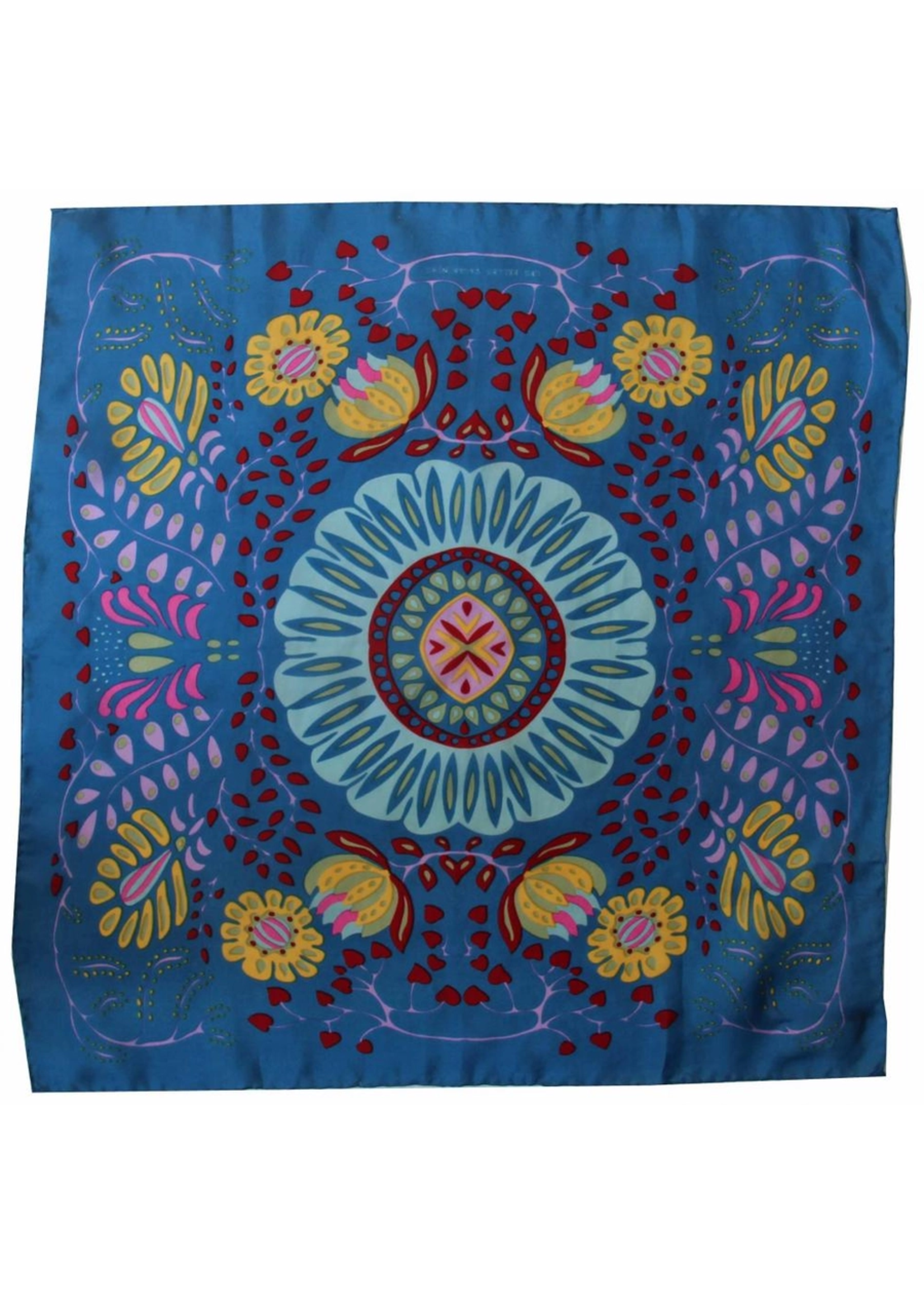 LBV 100% Pure Silk Mini Scarf Marushka Blue Blue
