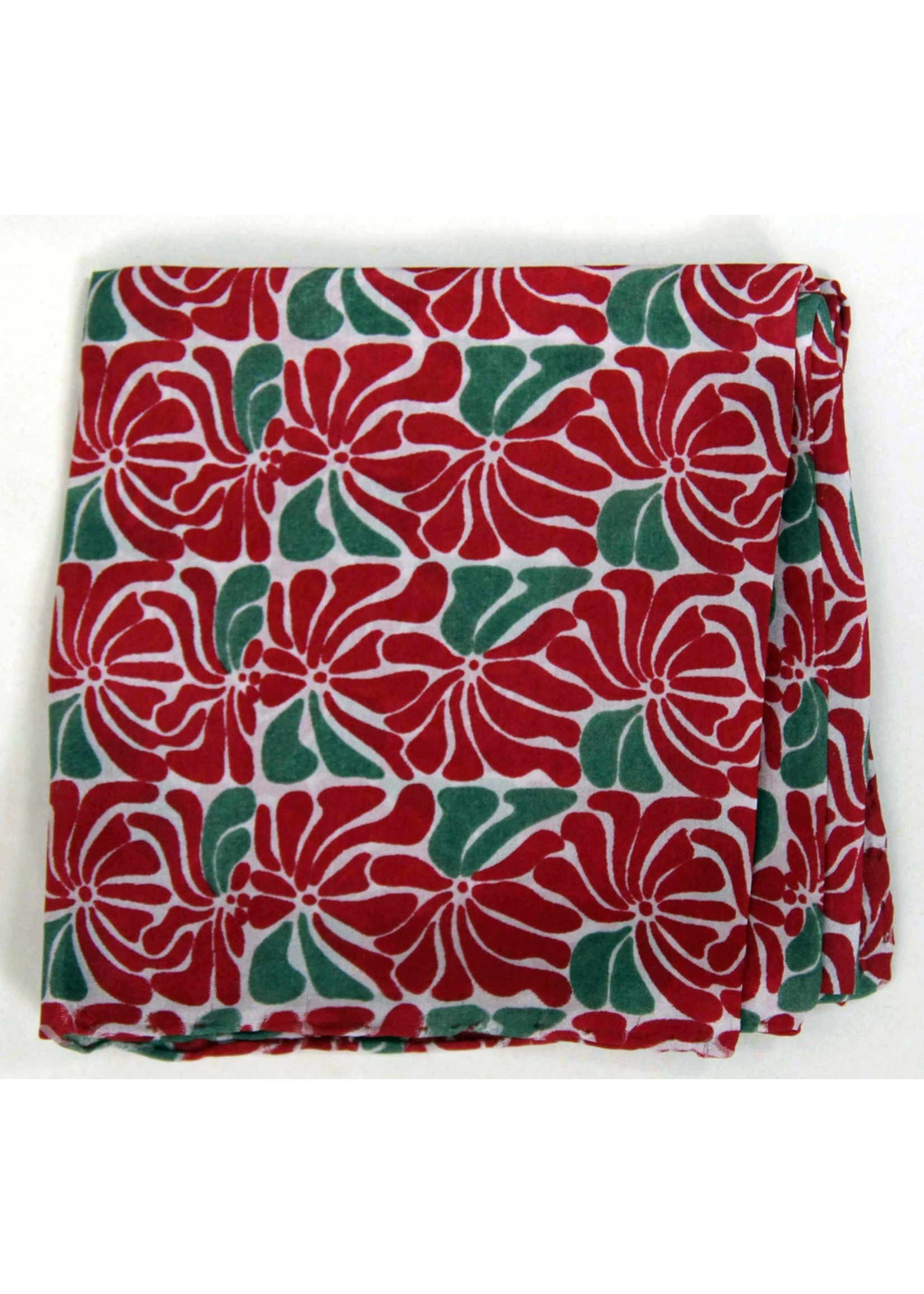 LBV 100% Pure Silk Mini Scarf Plumeria Rouge Red