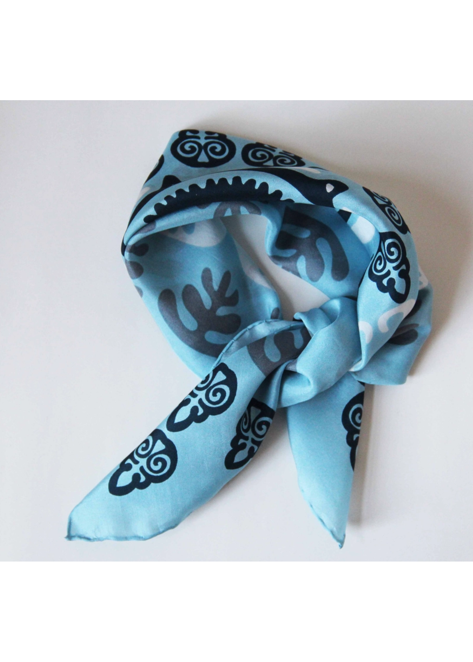 LBV 100% Pure Silk Mini Scarf Asmar Blue