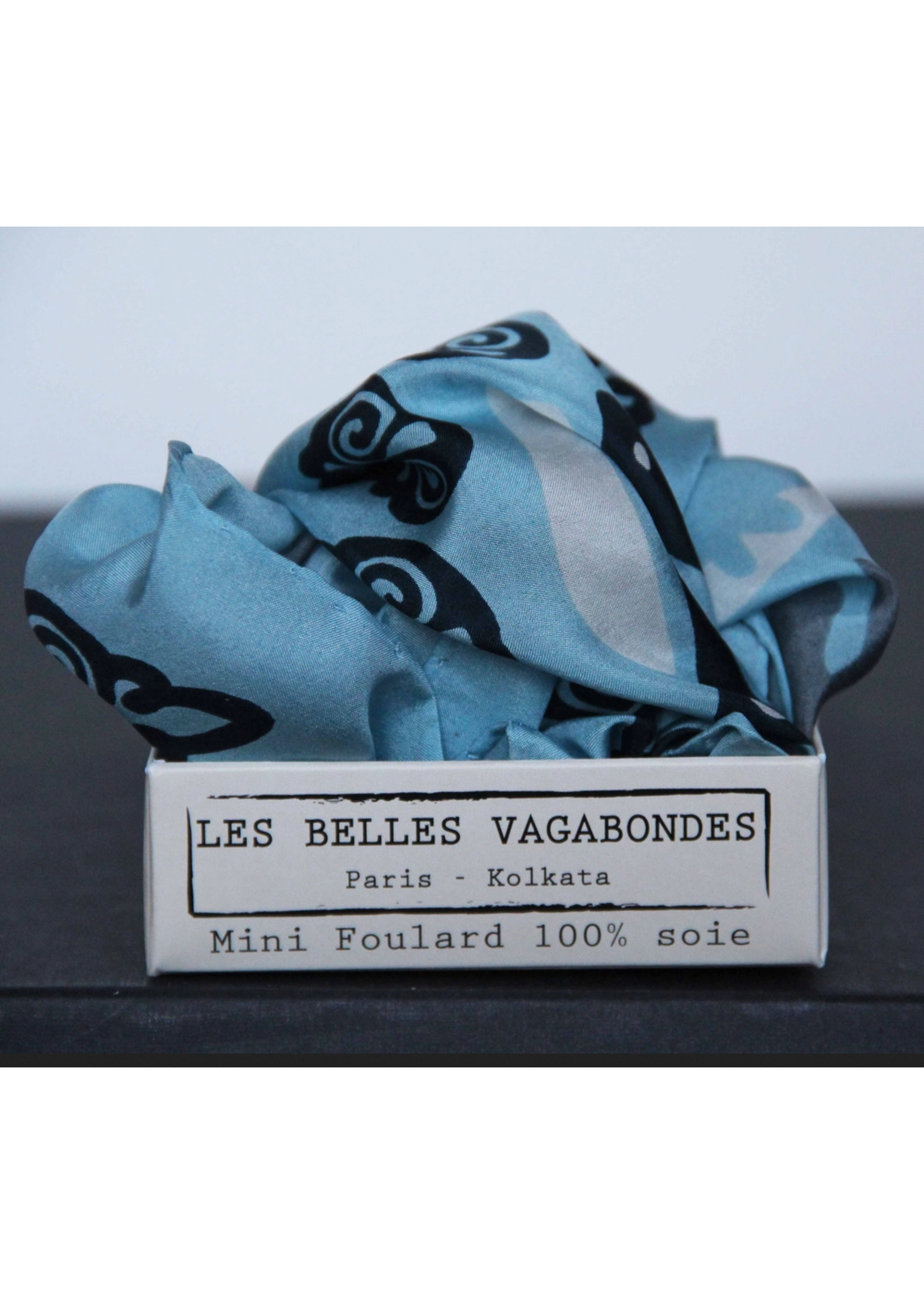 LBV 100% Pure Silk Mini Scarf Asmar Blue