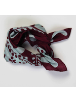 LBV 100% Pure Silk Mini Scarf Peace and Love Bordeaux